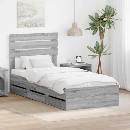 vidaXL Bettrahmen Graues Sonoma 90 x 190 cm Ingenieurs Holz
