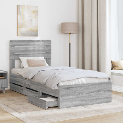 vidaXL Bettrahmen Graues Sonoma 90 x 190 cm Ingenieurs Holz