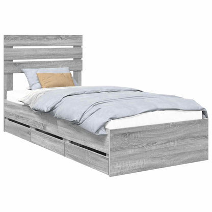vidaXL Bettrahmen Graues Sonoma 90 x 190 cm Ingenieurs Holz