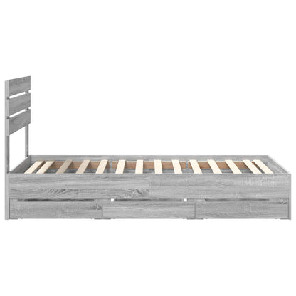 vidaXL Bettrahmen Graues Sonoma 90 x 190 cm Ingenieurs Holz
