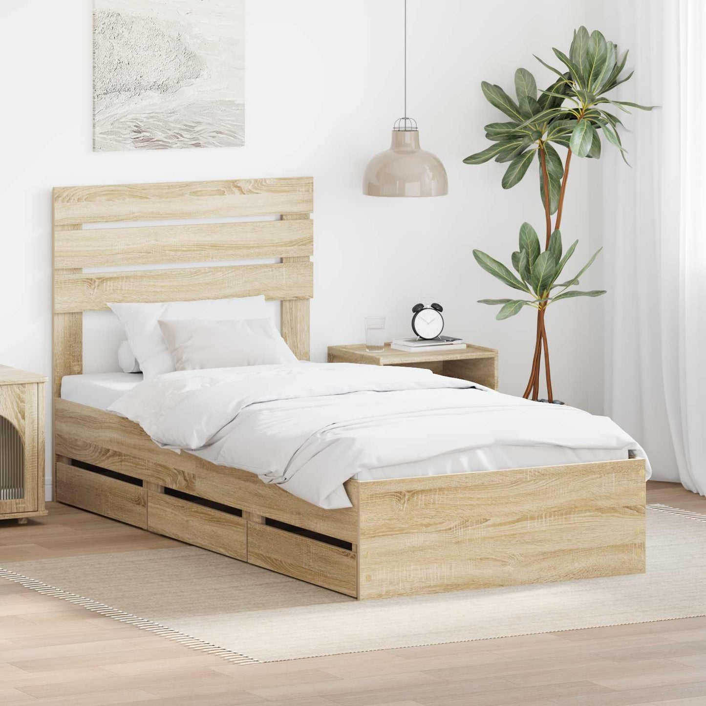 vidaXL Bettrahmen Sonoma-Eiche 90 x 200 cm Ingenieurs Holz