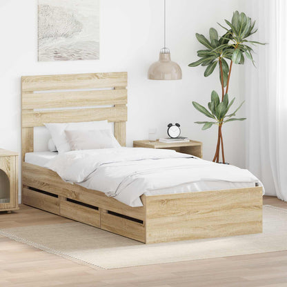 vidaXL Bettrahmen Sonoma-Eiche 90 x 200 cm Ingenieurs Holz