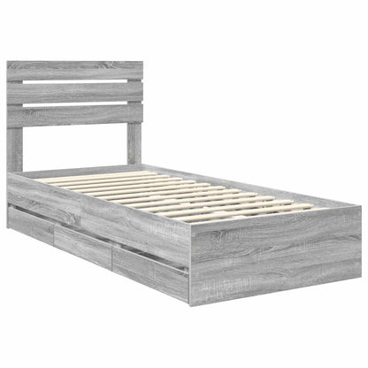 vidaXL Bettrahmen Graues Sonoma 90 x 200 cm Ingenieurs Holz