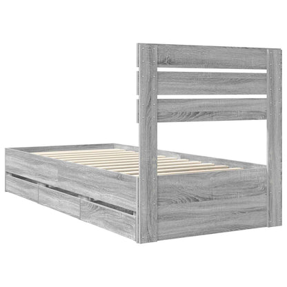 vidaXL Bettrahmen Graues Sonoma 90 x 200 cm Ingenieurs Holz