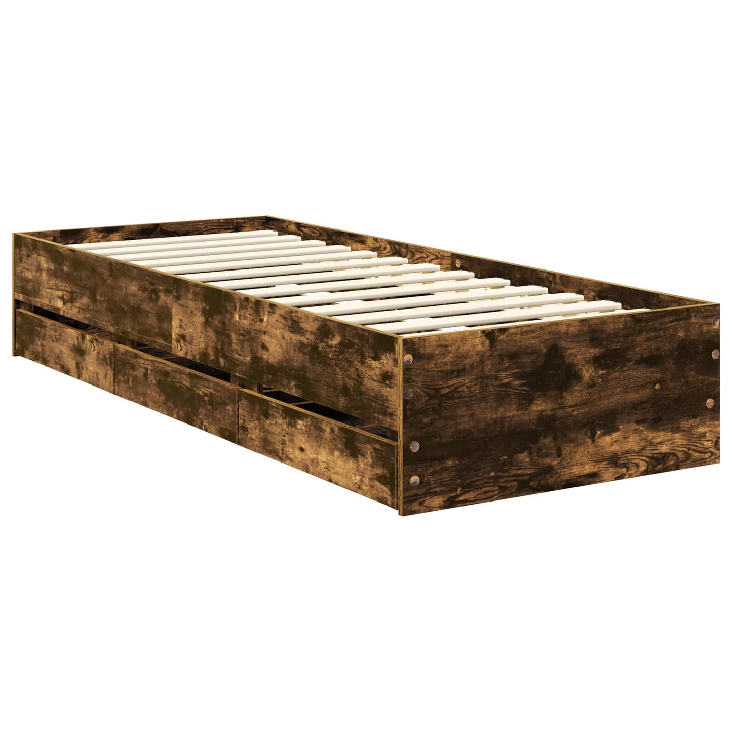 vidaXL Bettrahmen Geräucherte Eiche 75 x 190 cm Ingenieurs Holz