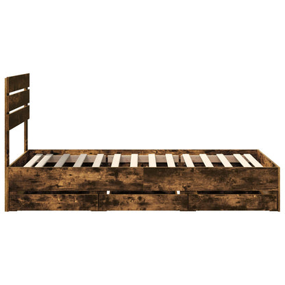 vidaXL Bettrahmen Geräucherte Eiche 75 x 190 cm Ingenieurs Holz