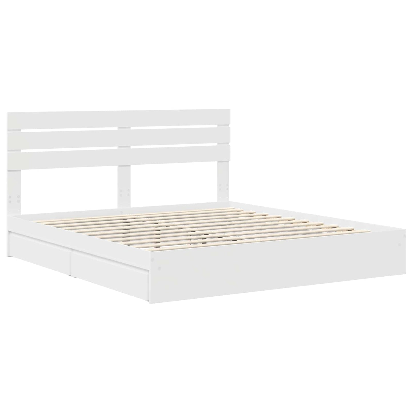 vidaXL Aufbewahrungsbett mit Kopfteil Weiß 200 x 200 cm Holzwerkstoff