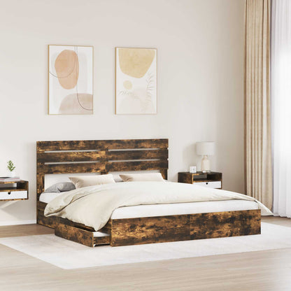 vidaXL Aufbewahrungsbett Geräucherte Eiche 200 x 200 cm Holzwerkstoff