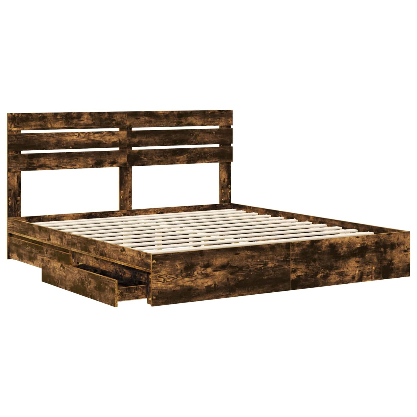 vidaXL Aufbewahrungsbett Geräucherte Eiche 200 x 200 cm Holzwerkstoff