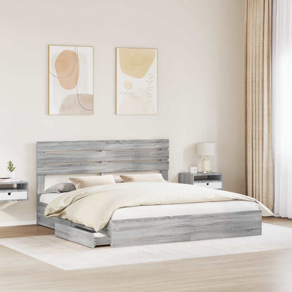 vidaXL Aufbewahrungsbett Graues Sonoma 200 x 200 cm Holzwerkstoff