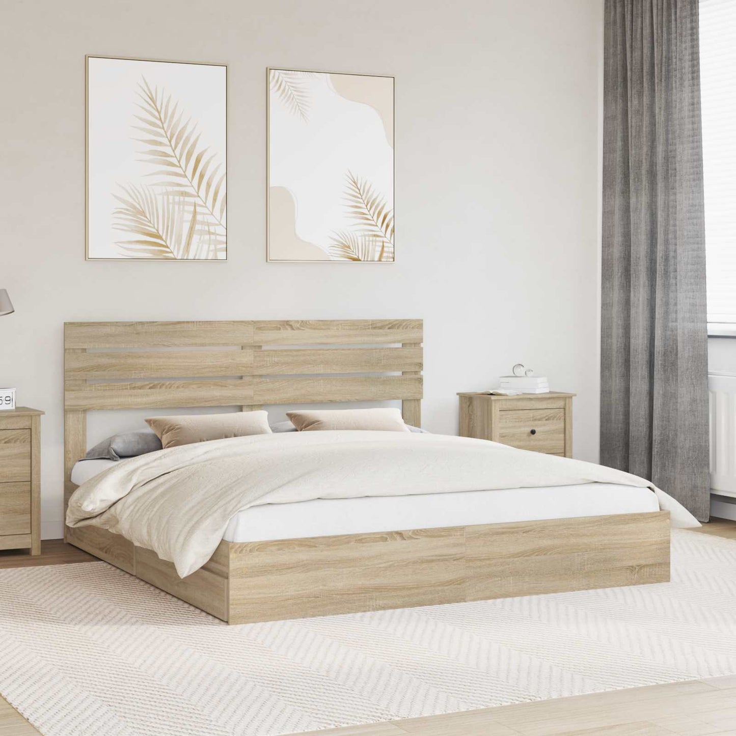 vidaXL Aufbewahrungsbett Sonoma-Eiche 180 x 200 cm Holzwerkstoff