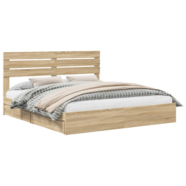 vidaXL Aufbewahrungsbett Sonoma-Eiche 180 x 200 cm Holzwerkstoff
