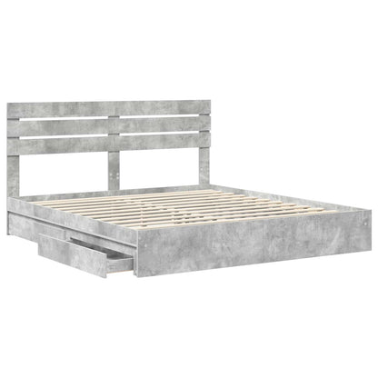 vidaXL Aufbewahrungsbett Beton Grau 180 x 200 cm Holzwerkstoff