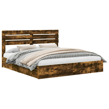 vidaXL Aufbewahrungsbett Geräucherte Eiche 180 x 200 cm Holzwerkstoff
