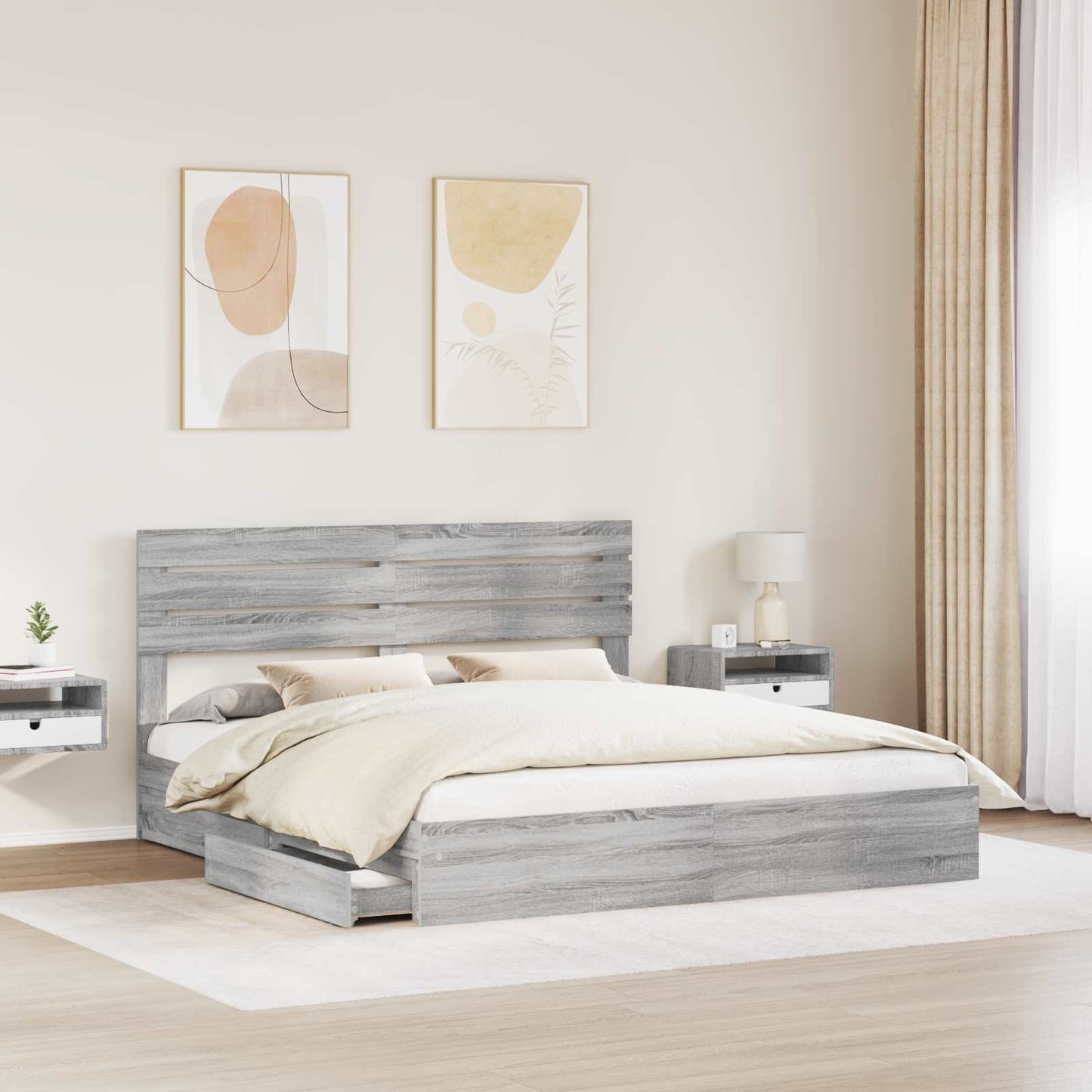 vidaXL Aufbewahrungsbett Graues Sonoma 180 x 200 cm Holzwerkstoff