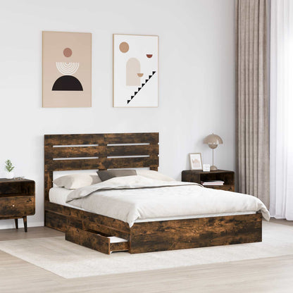 vidaXL Aufbewahrungsbett Geräucherte Eiche 160 x 200 cm Holzwerkstoff