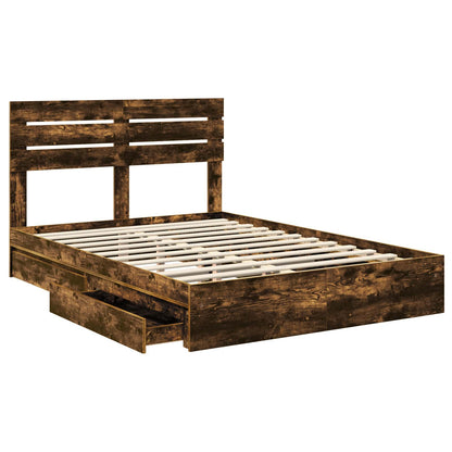 vidaXL Aufbewahrungsbett Geräucherte Eiche 160 x 200 cm Holzwerkstoff