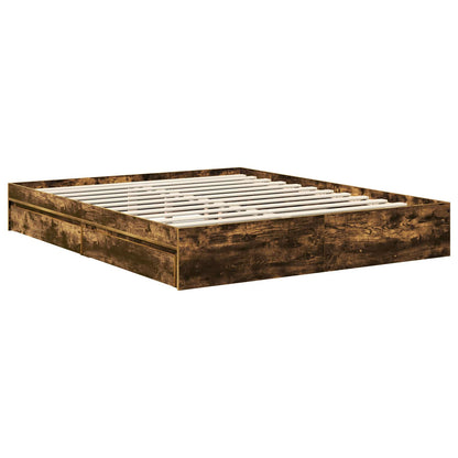 vidaXL Aufbewahrungsbett Geräucherte Eiche 160 x 200 cm Holzwerkstoff