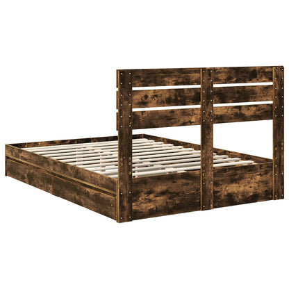 vidaXL Aufbewahrungsbett Geräucherte Eiche 160 x 200 cm Holzwerkstoff
