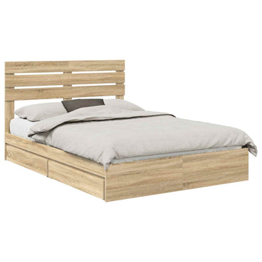 vidaXL Aufbewahrungsbett Sonoma-Eiche 150 x 200 cm Holzwerkstoff