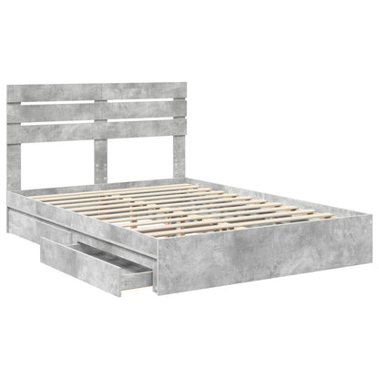 vidaXL Aufbewahrungsbett Beton Grau 150 x 200 cm Holzwerkstoff