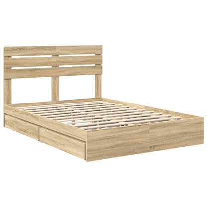 vidaXL Aufbewahrungsbett Sonoma-Eiche 140 x 200 cm Holzwerkstoff