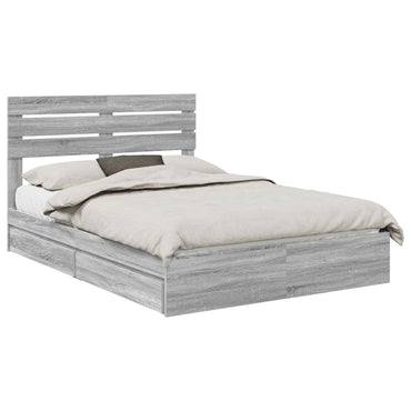 vidaXL Lit de rangement gris Sonoma 140 x 200 cm en bois d'ingénierie