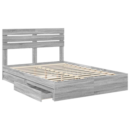 vidaXL Lit de rangement gris Sonoma 140 x 200 cm en bois d'ingénierie