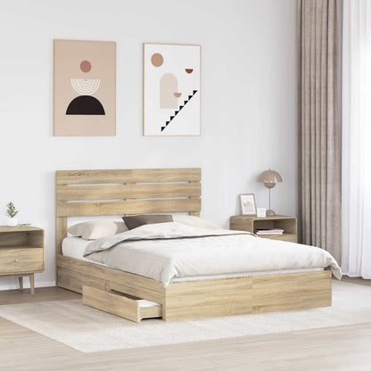 vidaXL Aufbewahrungsbett Sonoma-Eiche 140 x 190 cm Holzwerkstoff
