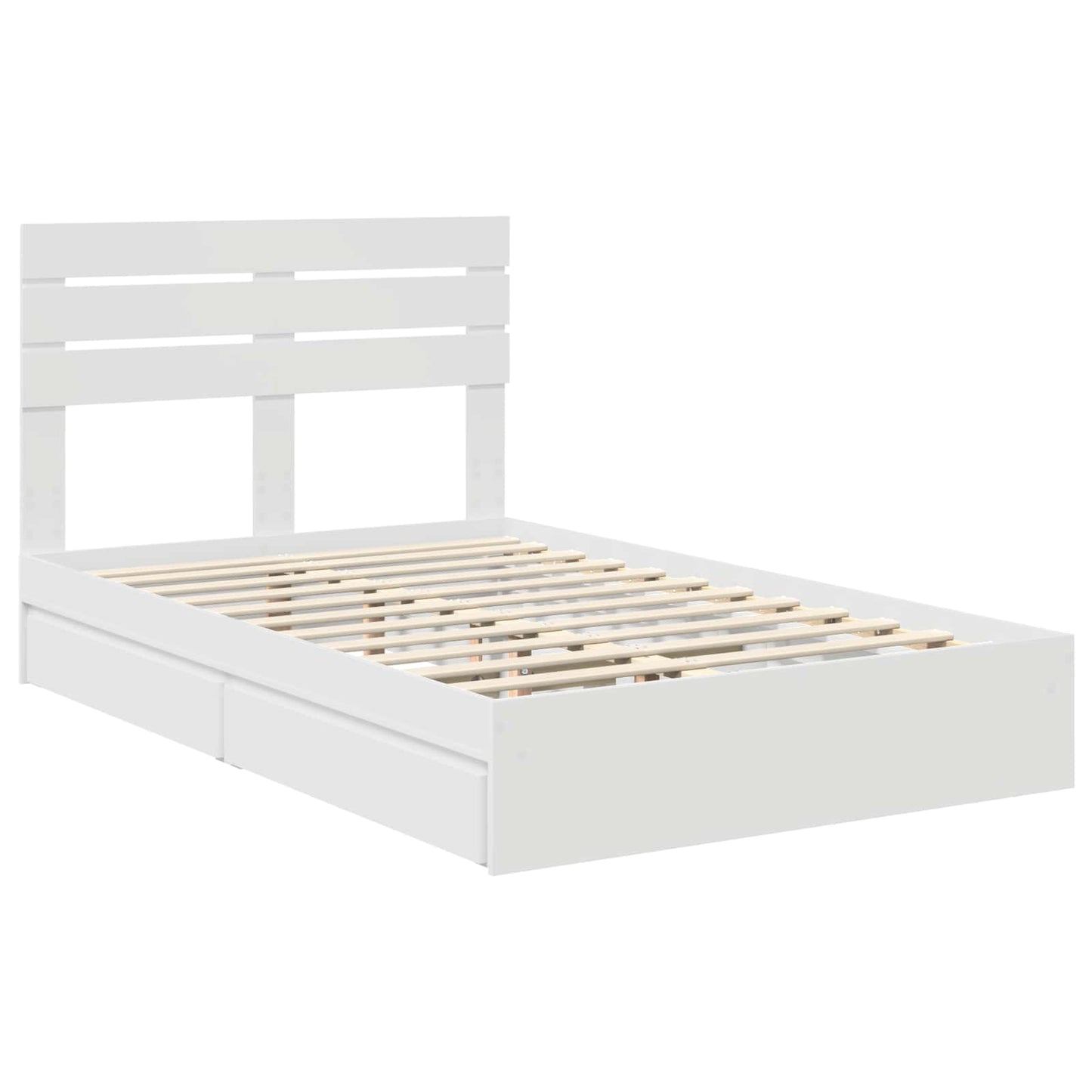 vidaXL Aufbewahrungsbett mit Kopfteil Weiß 135 x 190 cm Holzwerkstoff