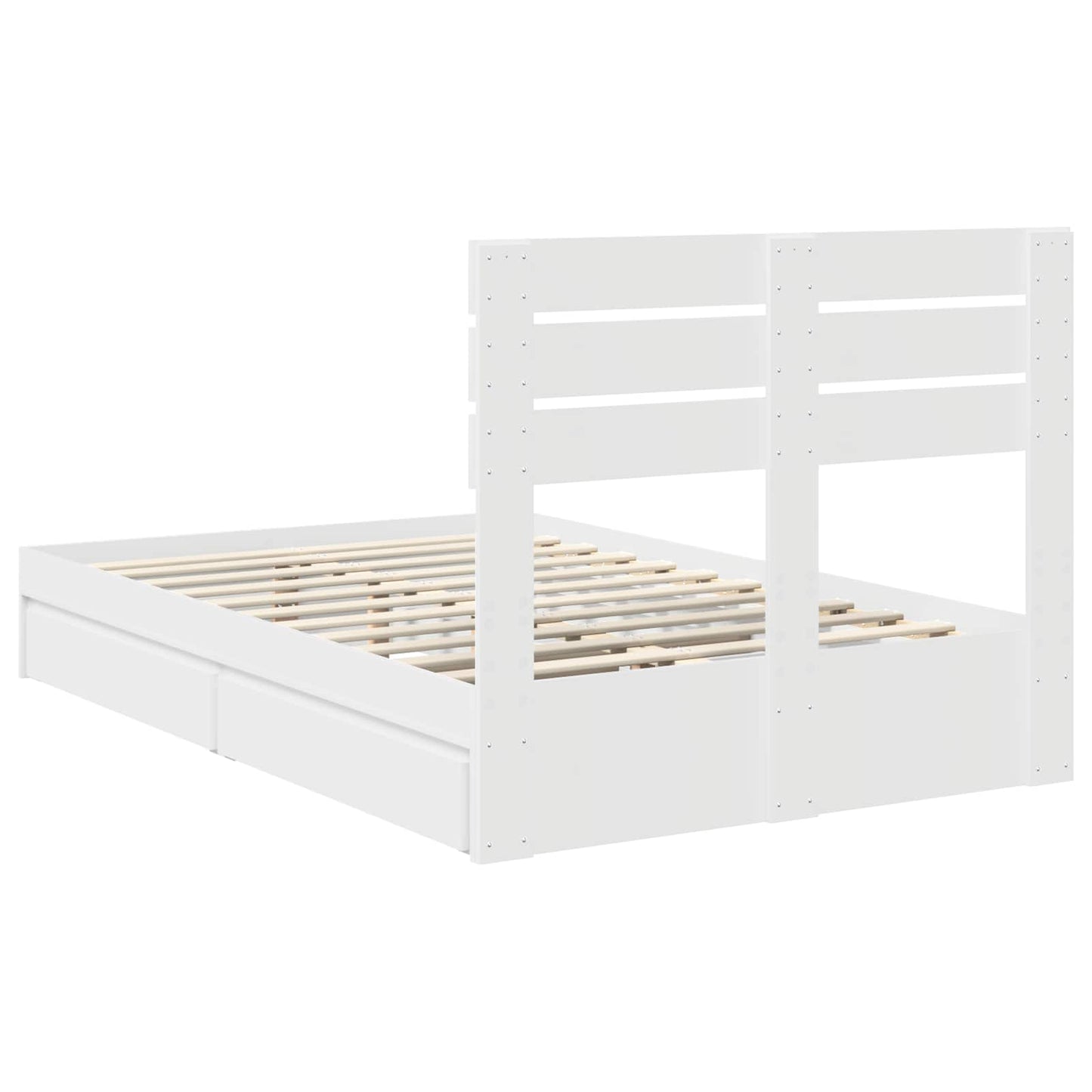 vidaXL Aufbewahrungsbett mit Kopfteil Weiß 135 x 190 cm Holzwerkstoff