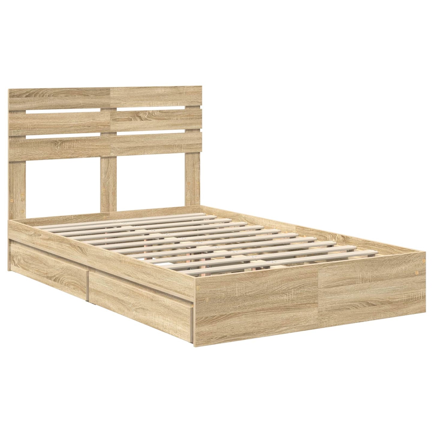 vidaXL Aufbewahrungsbett Sonoma-Eiche 135 x 190 cm Holzwerkstoff