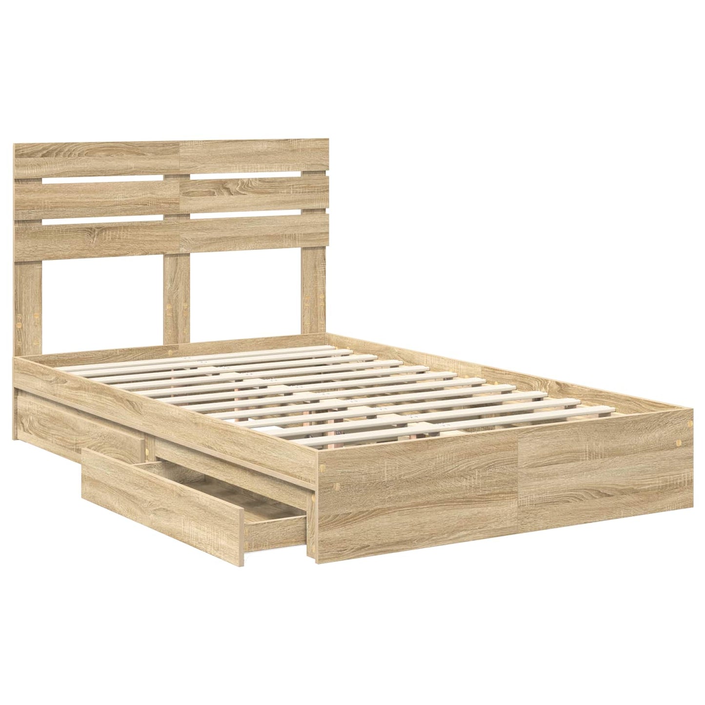 vidaXL Aufbewahrungsbett Sonoma-Eiche 135 x 190 cm Holzwerkstoff