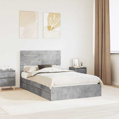 vidaXL Aufbewahrungsbett Beton Grau 135 x 190 cm Holzwerkstoff