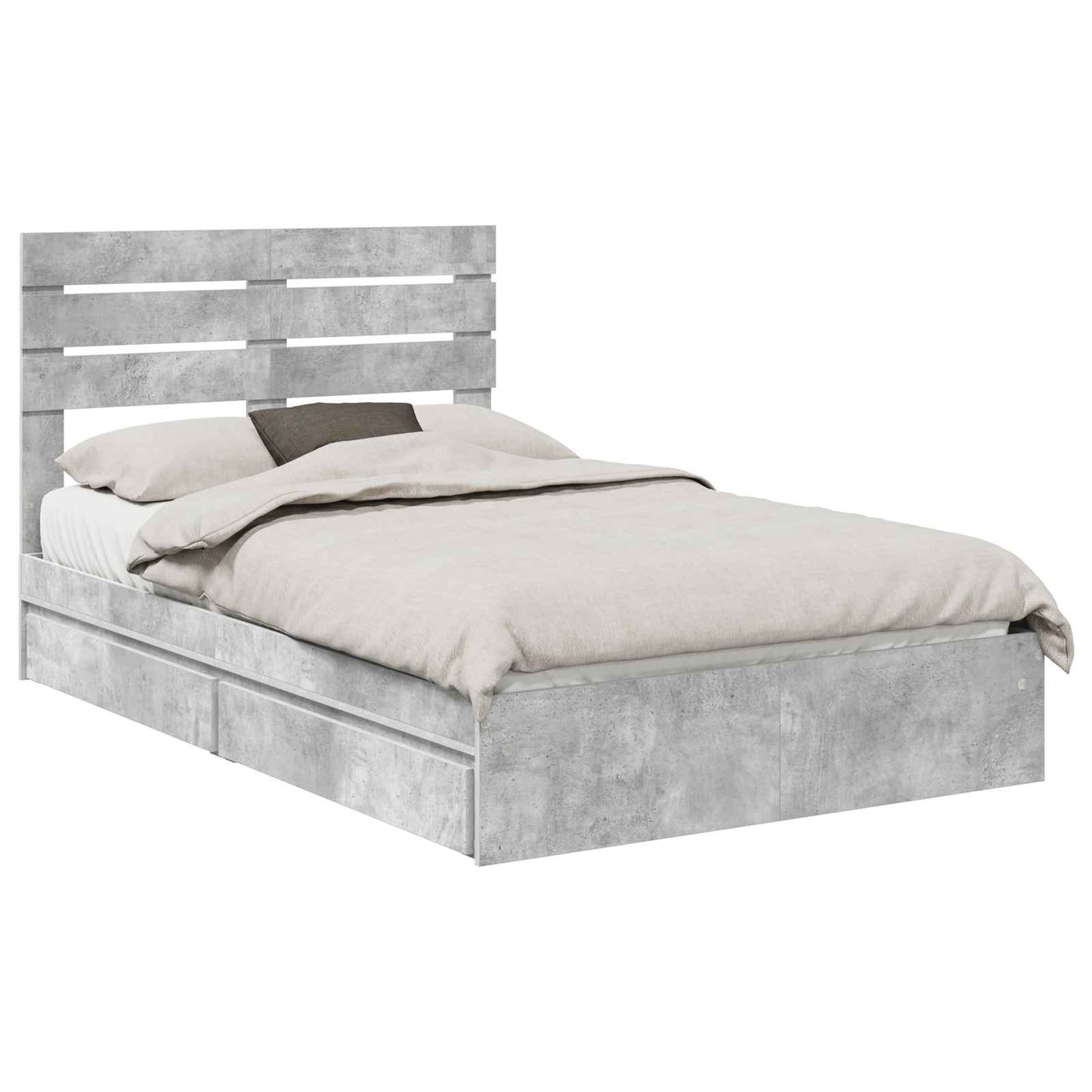 vidaXL Aufbewahrungsbett Beton Grau 135 x 190 cm Holzwerkstoff