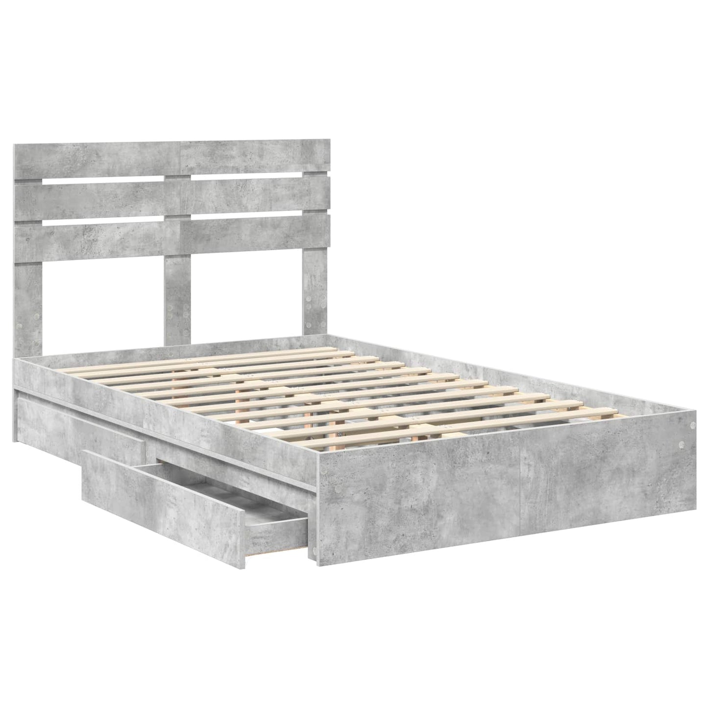 vidaXL Aufbewahrungsbett Beton Grau 135 x 190 cm Holzwerkstoff