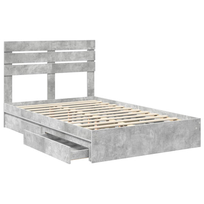 vidaXL Aufbewahrungsbett Beton Grau 135 x 190 cm Holzwerkstoff