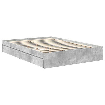 vidaXL Aufbewahrungsbett Beton Grau 135 x 190 cm Holzwerkstoff