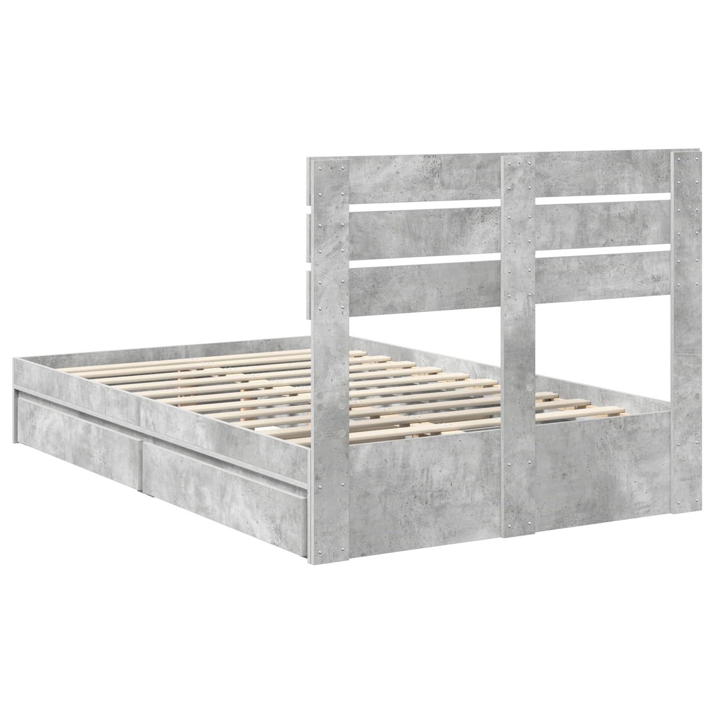 vidaXL Aufbewahrungsbett Beton Grau 135 x 190 cm Holzwerkstoff