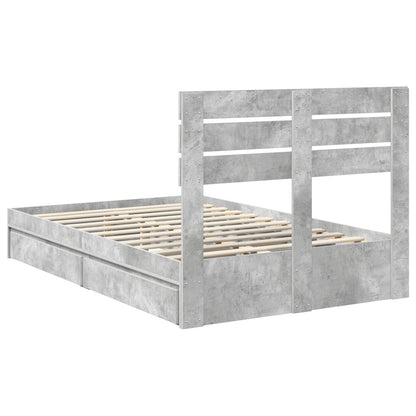 vidaXL Aufbewahrungsbett Beton Grau 135 x 190 cm Holzwerkstoff