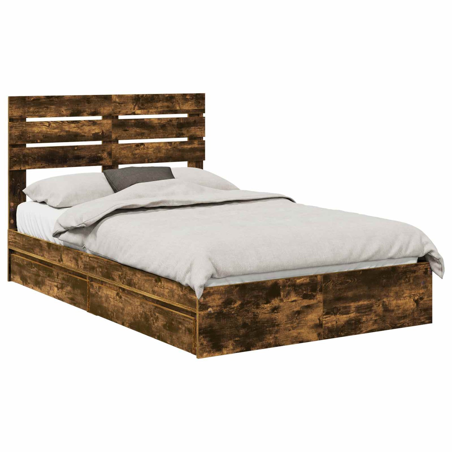 vidaXL Aufbewahrungsbett Geräucherte Eiche 135 x 190 cm Holzwerkstoff