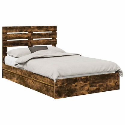 vidaXL Aufbewahrungsbett Geräucherte Eiche 135 x 190 cm Holzwerkstoff