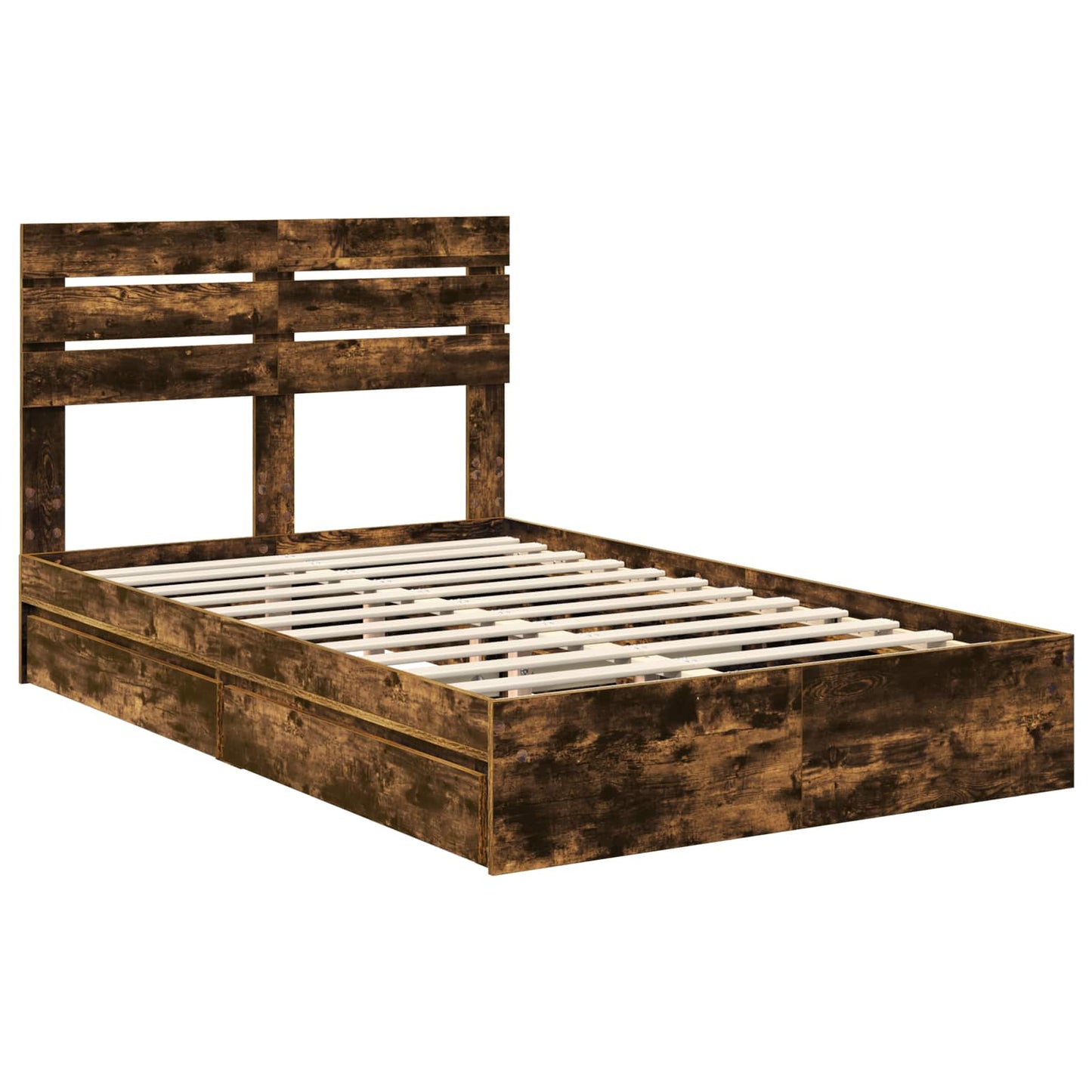 vidaXL Aufbewahrungsbett Geräucherte Eiche 135 x 190 cm Holzwerkstoff