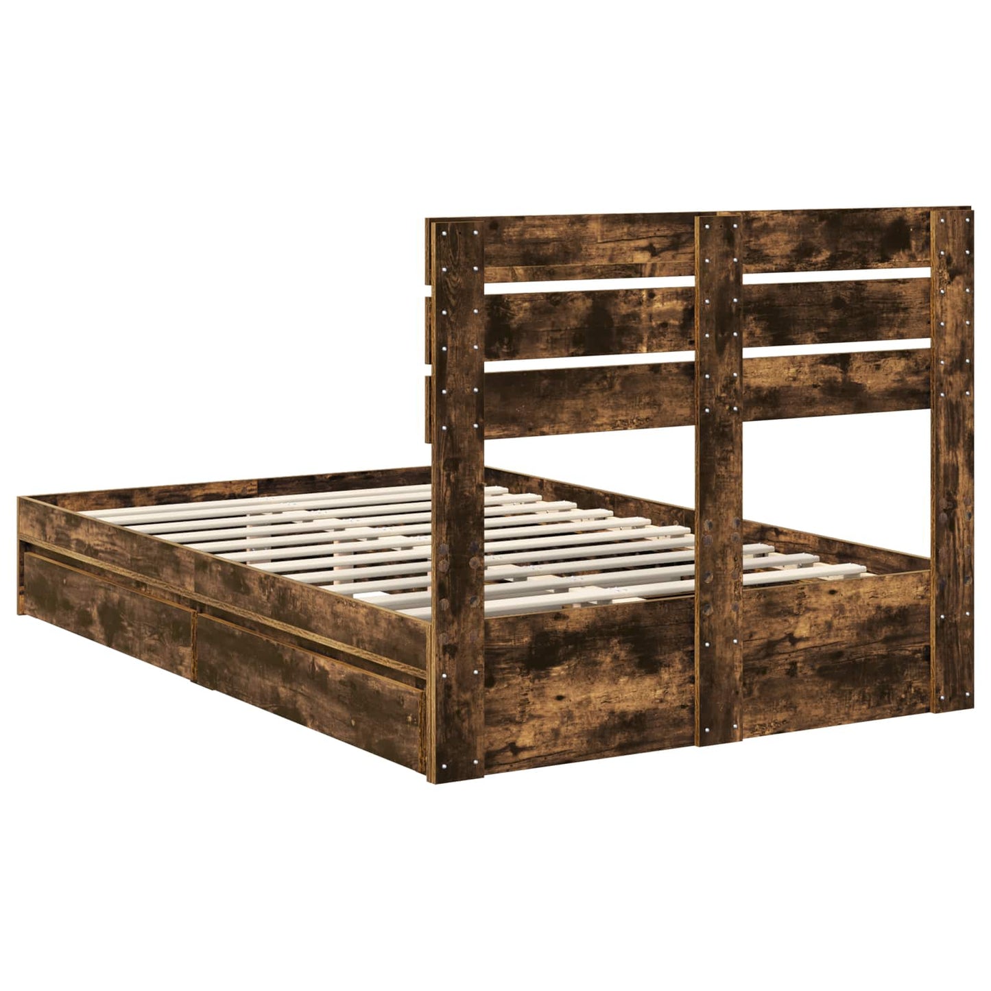 vidaXL Aufbewahrungsbett Geräucherte Eiche 135 x 190 cm Holzwerkstoff