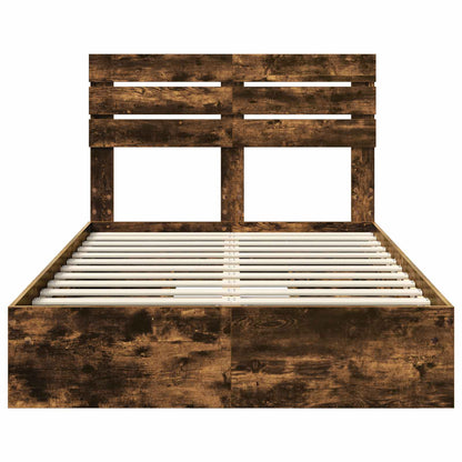 vidaXL Aufbewahrungsbett Geräucherte Eiche 135 x 190 cm Holzwerkstoff