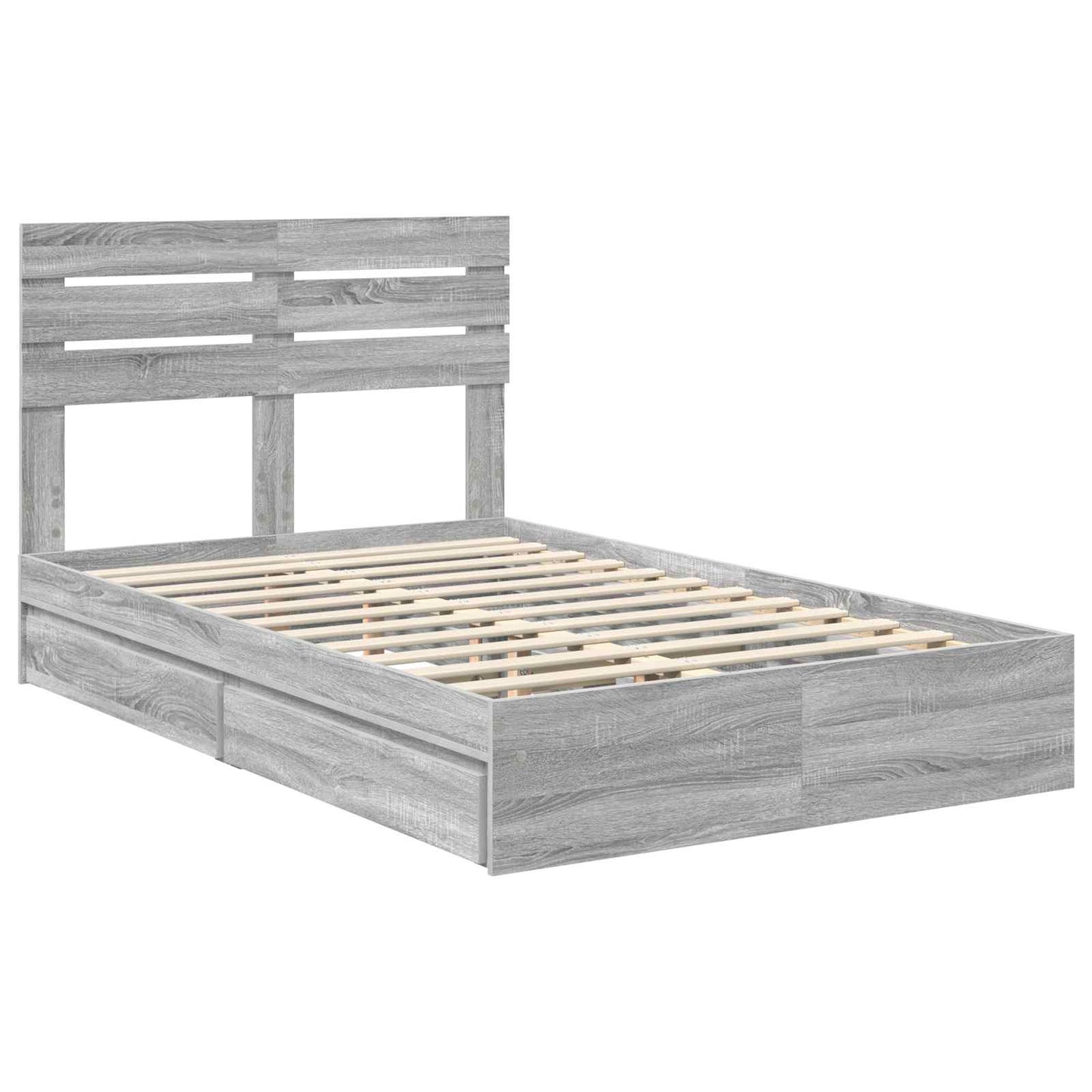 vidaXL Aufbewahrungsbett Graues Sonoma 135 x 190 cm Holzwerkstoff