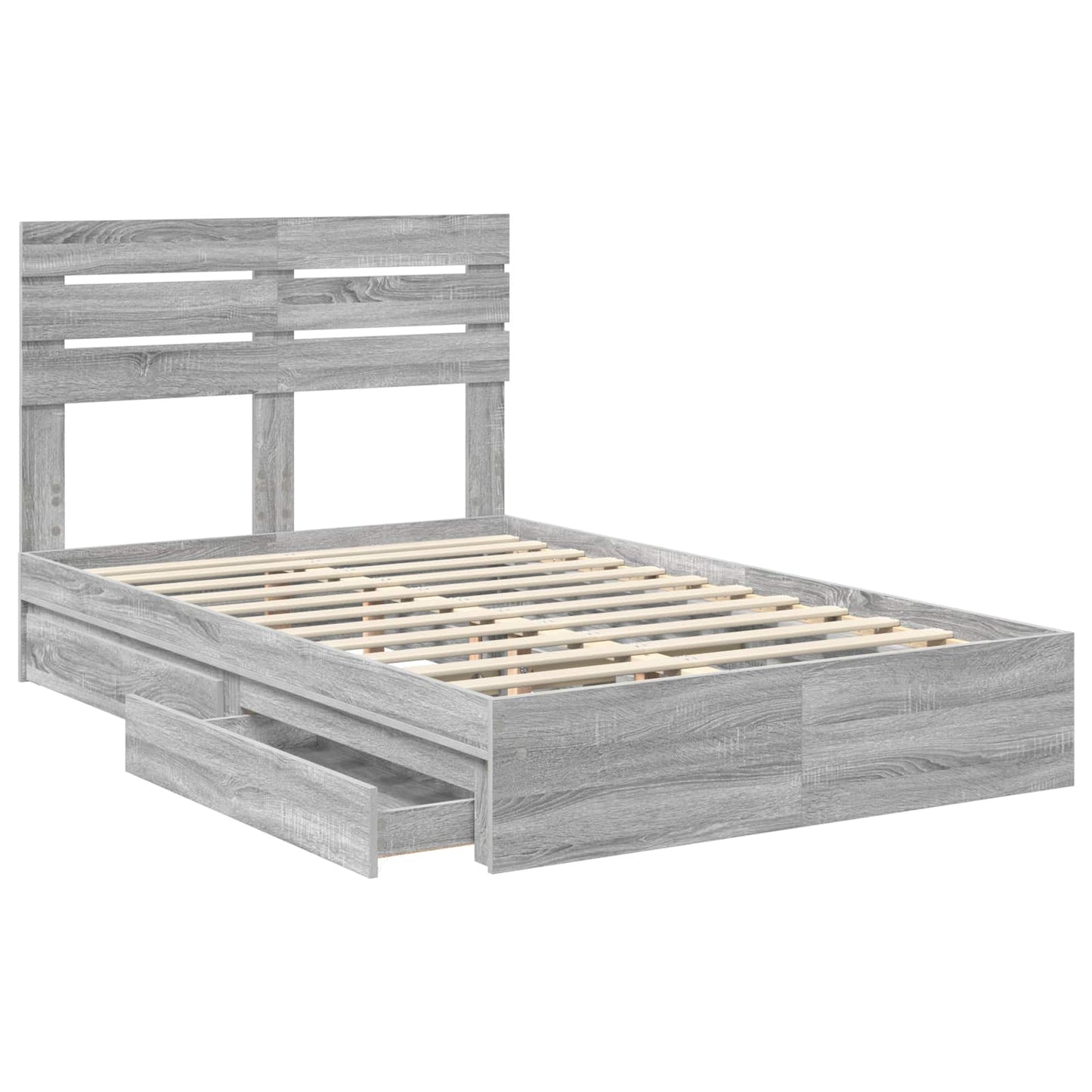 vidaXL Aufbewahrungsbett Graues Sonoma 135 x 190 cm Holzwerkstoff
