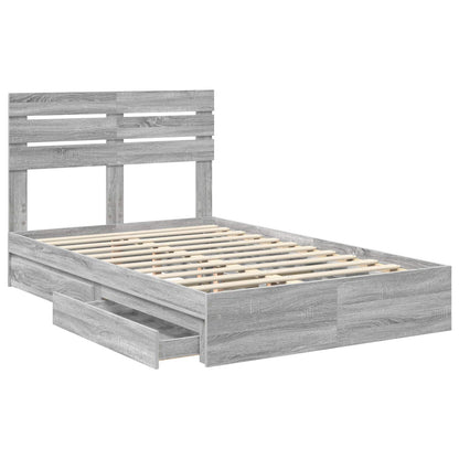 vidaXL Aufbewahrungsbett Graues Sonoma 135 x 190 cm Holzwerkstoff