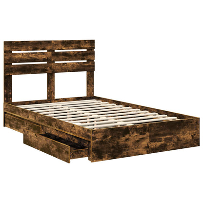 vidaXL Lit de rangement Chêne fumé 120 x 200 cm Bois d'ingénierie
