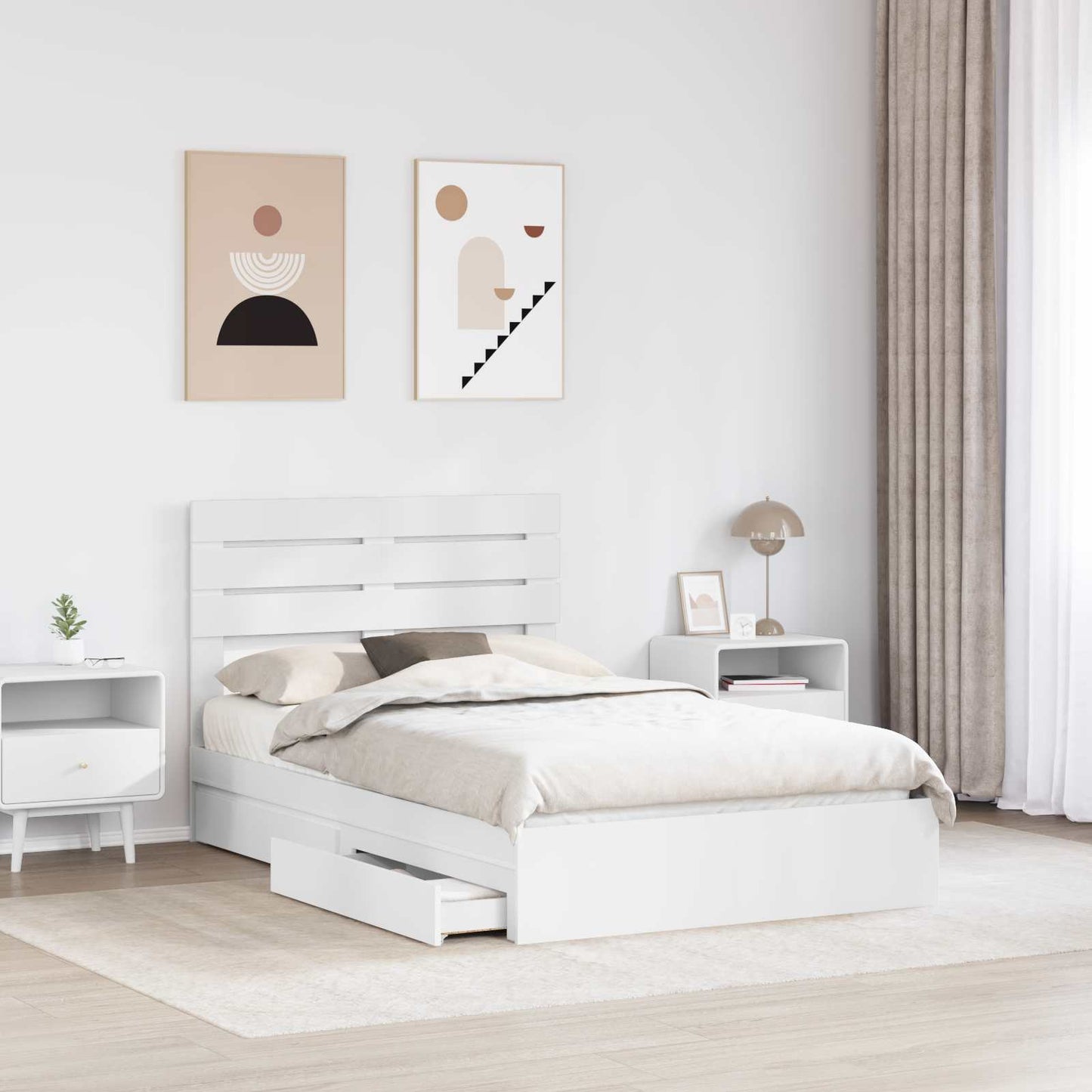 vidaXL Aufbewahrungsbett mit Kopfteil Weiß 120 x 190 cm Holzwerkstoff